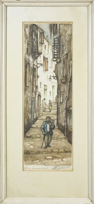 Niet of onleesbaar gesigneerd - Ets, Nice (eenzaamheid) - Ingelijst kopen? Bied vanaf 1!