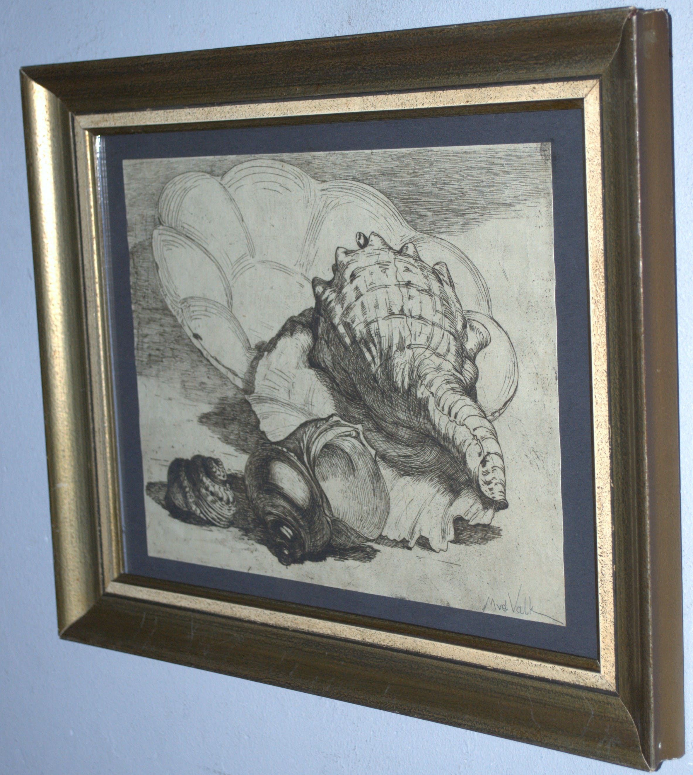 Maurits van der Valk - ets - schelpen met bord kopen? Bied vanaf 45!