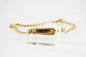 104- LEUK! 18 krt geel-gouden gourmette armband met gesp-sluiting- klein model kopen? Bied vanaf 340!