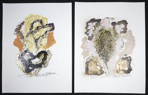 Bert Braam - Gemengde techniek op papier, Lot van twee abstracte composities kopen? Bied vanaf 1!