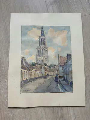 Adriaan Terhell - Zicht op Onze Lieve Vrouwetoren Amersfoort kopen? Bied vanaf 40!
