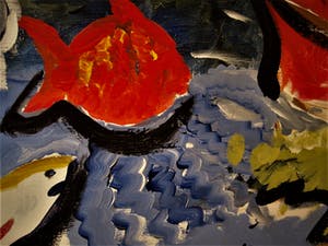 Niet of onleesbaar gesigneerd - Groot expressionistisch CoBrA stijl Acrylverf - "Gezicht op Texel" gesigneerd kopen? Bied vanaf 10!