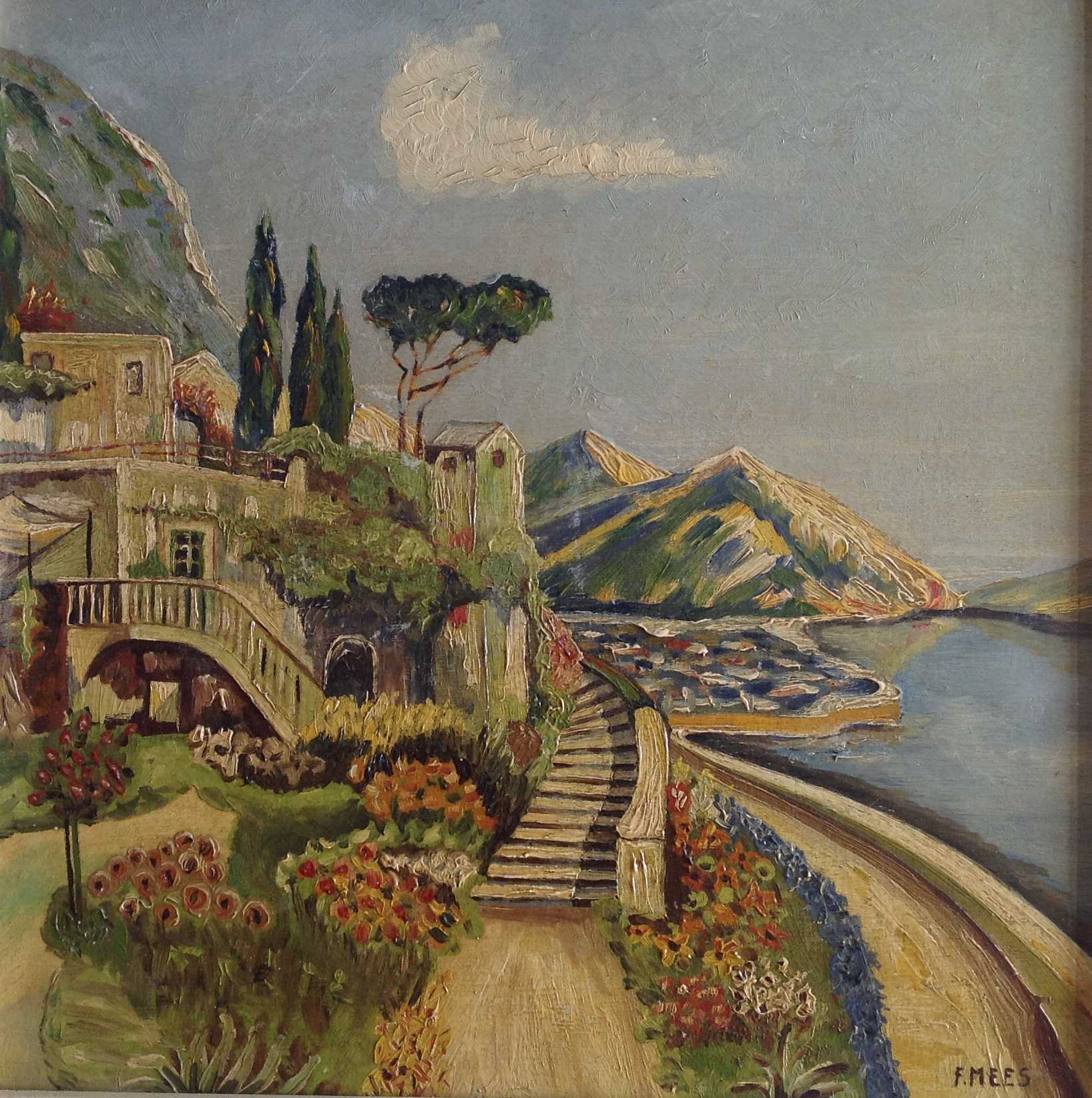 Fokko Mees - Zonnige dag in een Mediterraans stadje aan de kust  verkocht voor € 100!