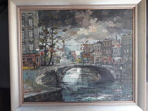 Niet of onleesbaar gesigneerd - Europese stadsgracht. (onleesbaar gesigneerd) kopen? Bied vanaf 10!