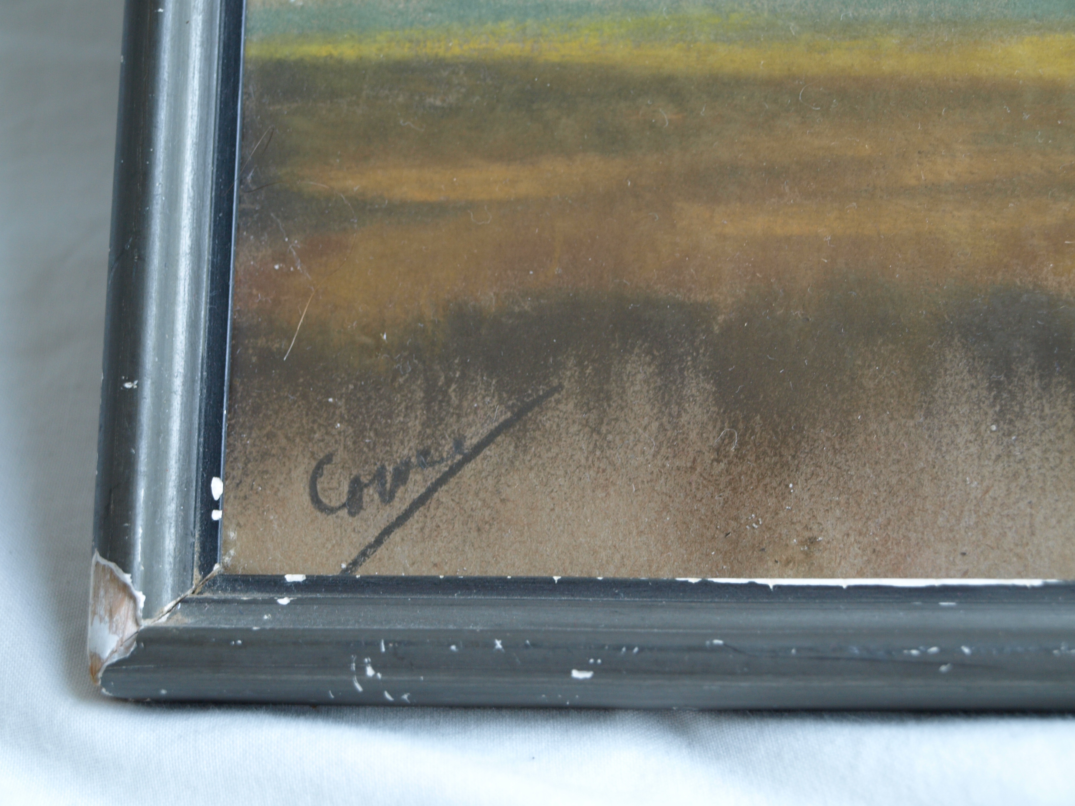 Niet of onleesbaar gesigneerd - Pasteltekening , Watergezicht – gesigneerd & ingelijst  kopen? Bied vanaf 1!