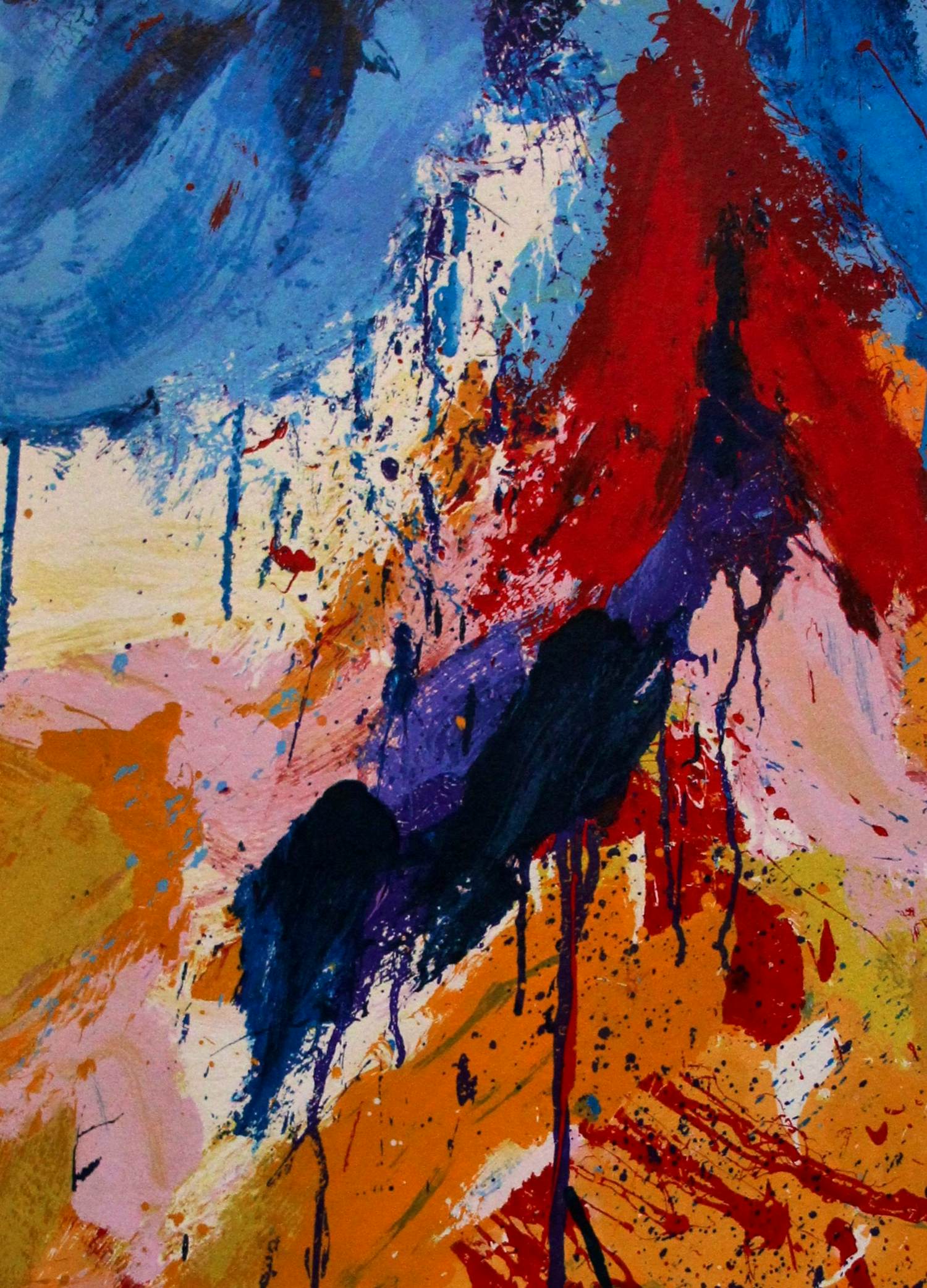 Jan Cremer - Kleurrijke zeefdruk: Chinees landschap - 1990 kopen? Bied vanaf 250!