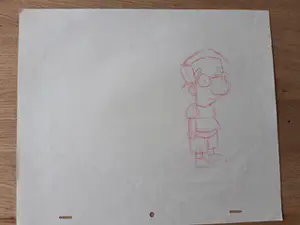 Matt Groening - originele productietekening The Simpsons, Milhouse ingelijst + Certificaat kopen? Bied vanaf 80!