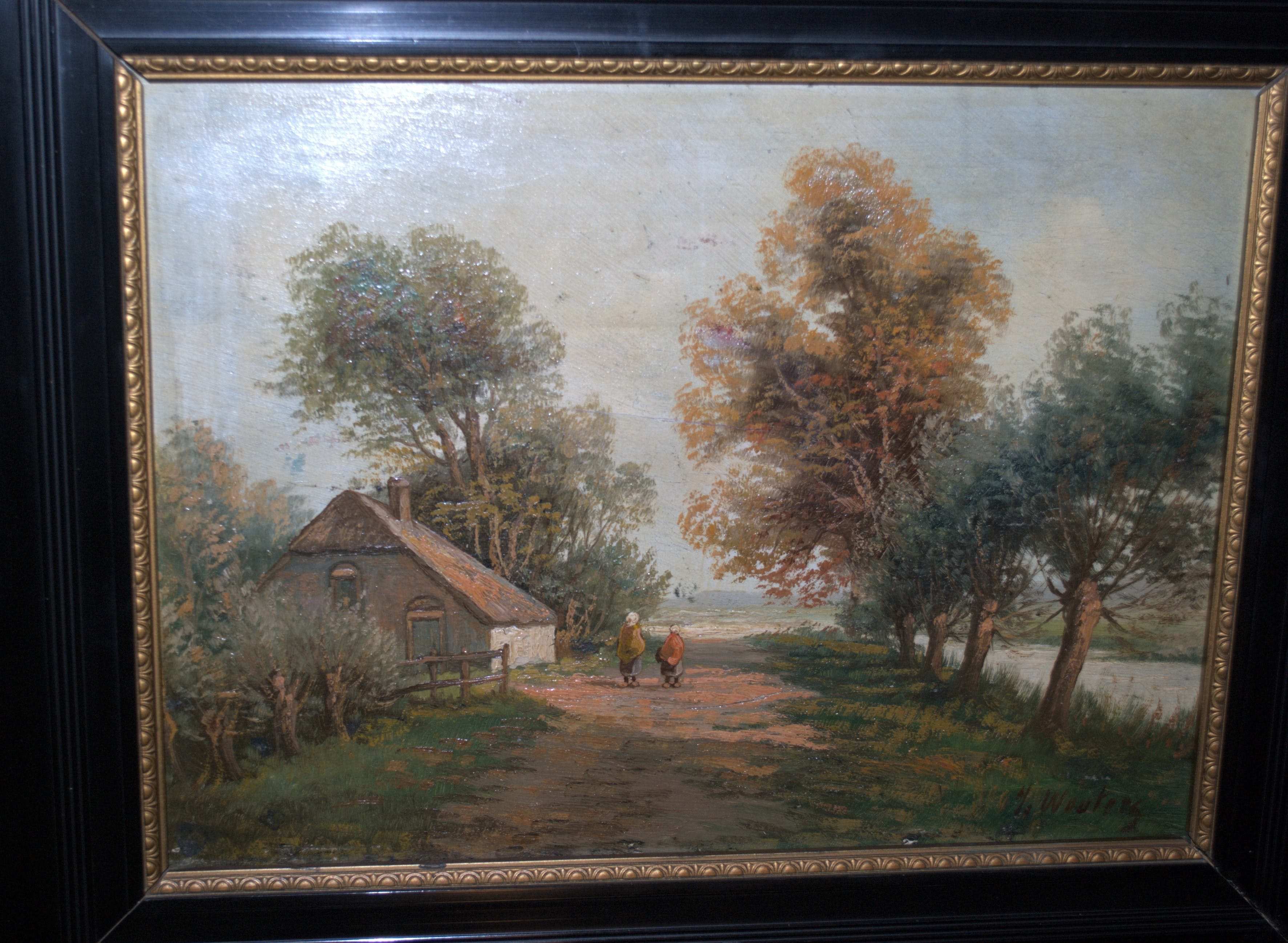 Niet of onleesbaar gesigneerd - landelijke scene - olieverfschilderij kopen? Bied vanaf 1!