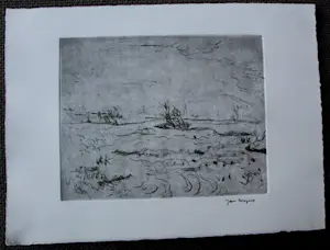 Jan Wiegers - Droge naald ets: landschap kopen? Bied vanaf 95!