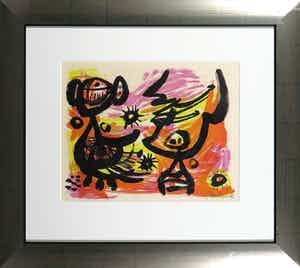 Anton Rooskens - Litho, Compositie met gezicht - Ingelijst verkocht voor € 150!