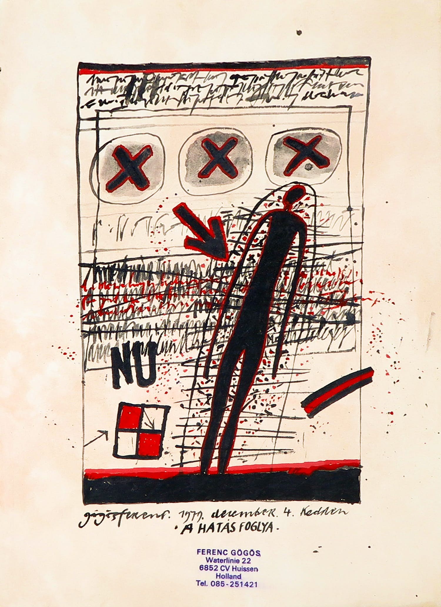 Ferenc Gogos - Gouache, A hatas foglya verkocht voor € 80!