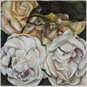 Saskia Griepink - Oliepastelkrijt op papier, Bloei - Ingelijst kopen? Bied vanaf 70!