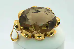 18K Goud - Klassiek 18 Krt gouden montuur met grote (ca 85ct!!) rook-kwarts edelsteen vendu pour 340€ !