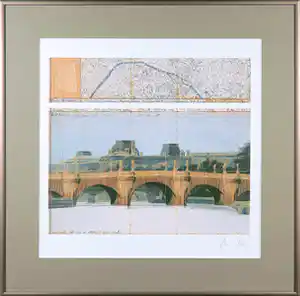 Christo - Handgesigneerd exemplaar The Pont Neuf Wrapped met stofmonster - Ingelijst (Groot) verkocht voor € 1!