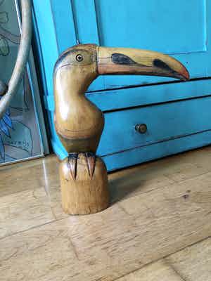 Unieke oude handgemaakte balsa houten toekan verkocht voor € 1!