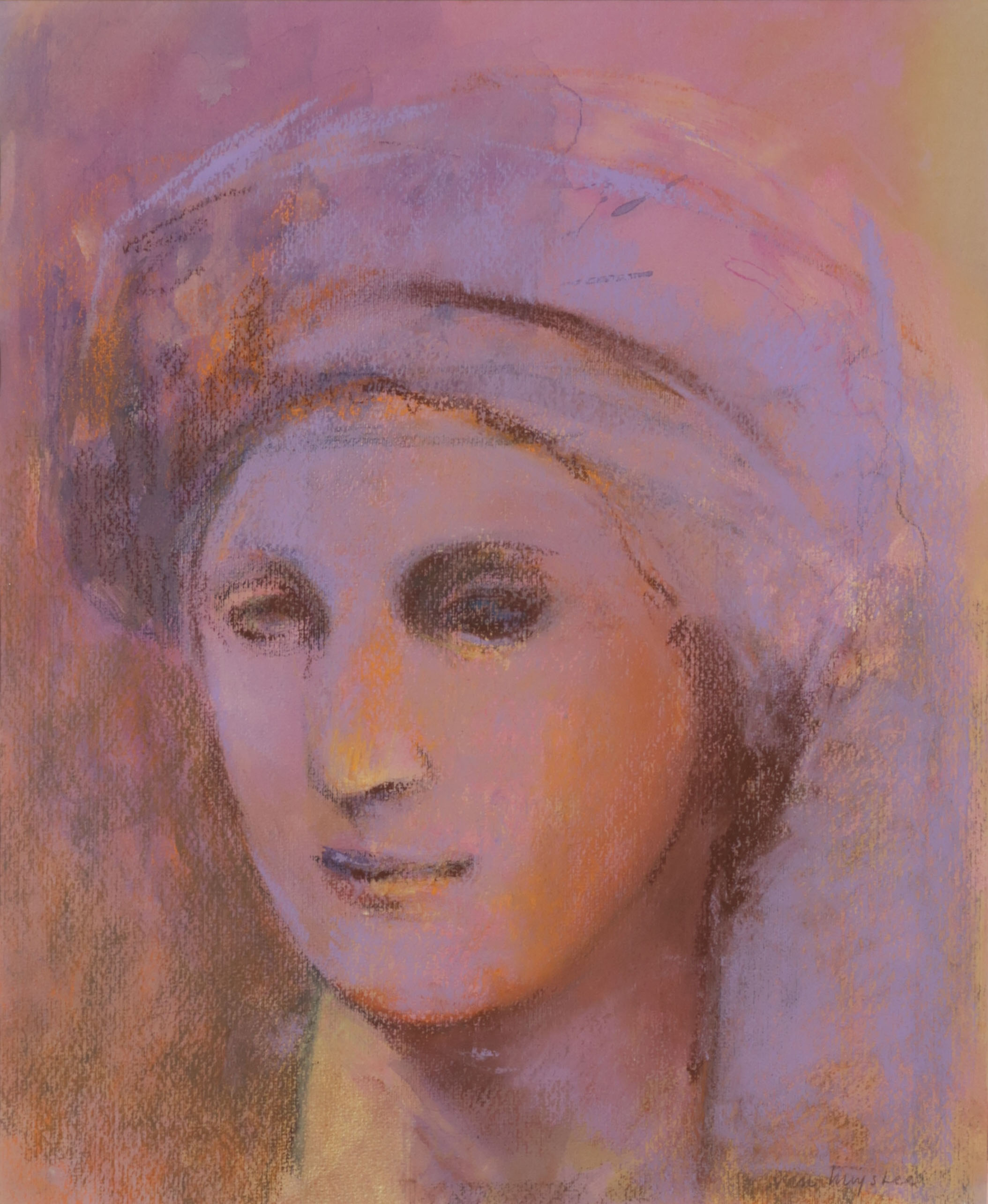 Bea van Huystee - Aquarel en Krijt op papier, Orakel I - Ingelijst verkocht voor € 60!