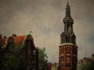 Arend Jan Fels - Klassiek omstreeks 1920 geschilderd "Amsterdam Montelbaanstoren" olieverf kopen? Bied vanaf 10!
