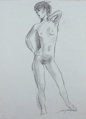 Jan Sluijters (jr.) - Tekening, Staand naakt kopen? Bied vanaf 40!