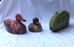 Curiosa - Antieke lokeenden en haas, Frankrijk 1920 - 1925 kopen? Bied vanaf 1!