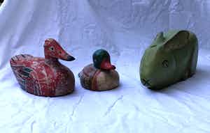 Antieke lokeenden en haas, Frankrijk 1920 - 1925 verkocht voor € 1!