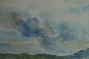 Niet of onleesbaar gesigneerd - Ingelijste aquarel , Wolkenlucht - 1978 kopen? Bied vanaf 1!