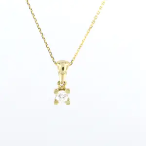 14k gouden collier met solitair hanger met briljant geslepen diamant 0.12ct kopen? Bied vanaf 200!