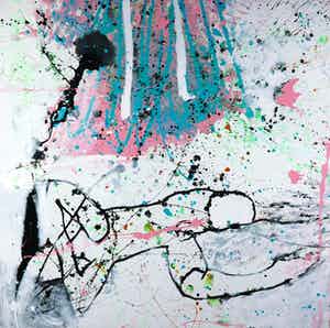 Rachid Ben Ali - Gemengde techniek op doek, Zonder titel (Groot) verkocht voor € 250!