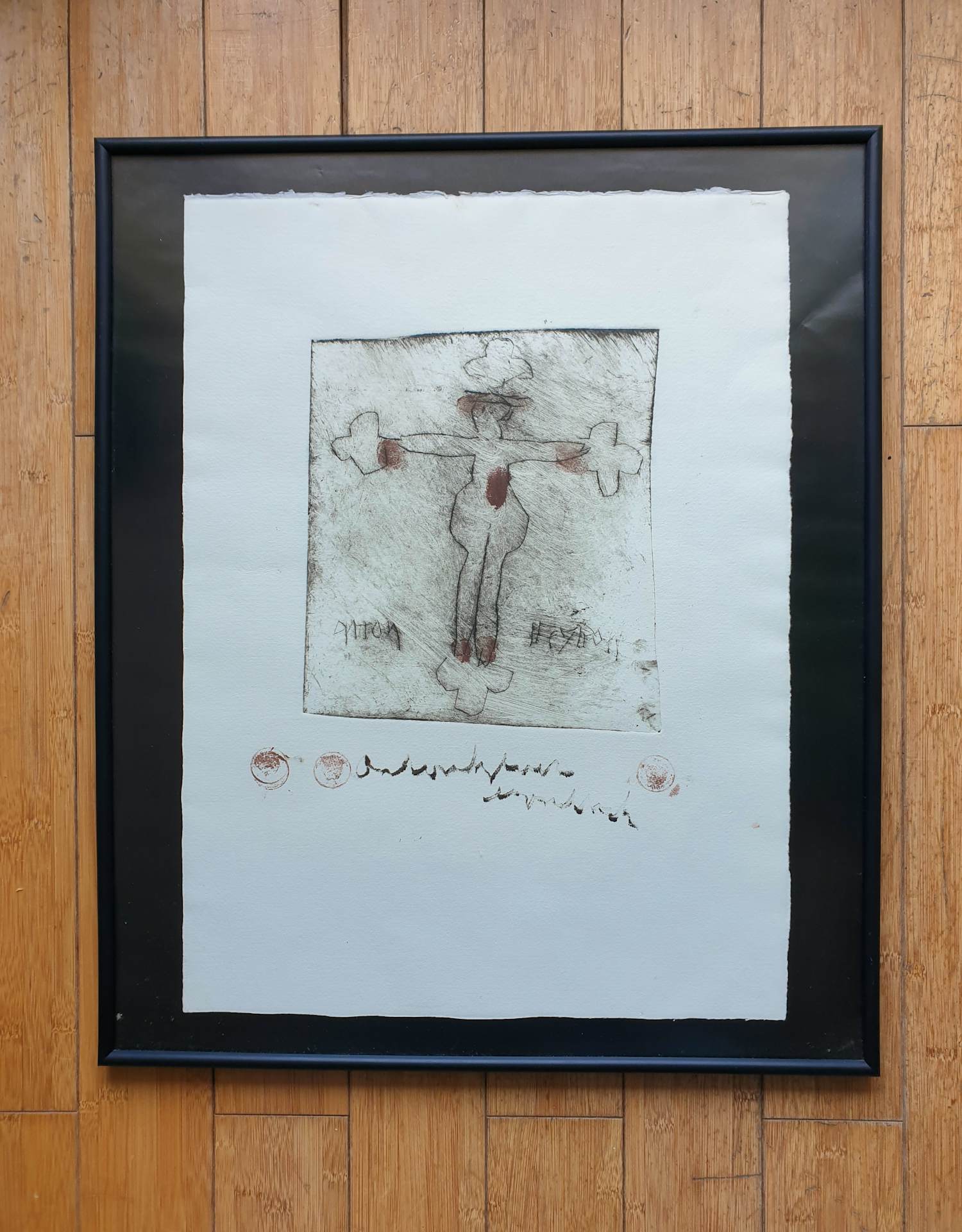 Anton Heyboer - Crucifix - Ets - 1985 - 39 x 53 cm - Met etsinkt gesigneerd en vingerafdrukken kaufen? Bieten Sie von 130!