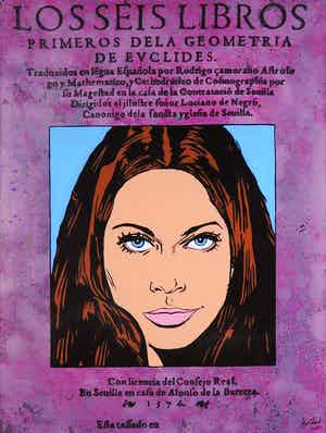 Jan Bollaert - Gemengde techniek op board, Euclidian Girl verkocht voor € 60!