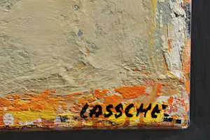 Henk Lassche - Ingelijste olieverf op doek: "Moderne compositie" (groot!) kopen? Bied vanaf 999!