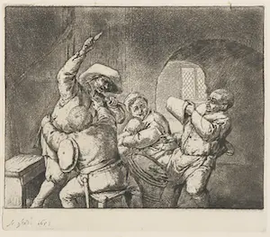 Adriaen van Ostade - & Pieter Gerardus van Os - Lot van twee etsen kopen? Bied vanaf 1!