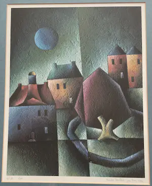 Bauke Weistra - Stadhuis Leeuwarden,zeefdruk gelijst en gesigneerd kopen? Bied vanaf 55!