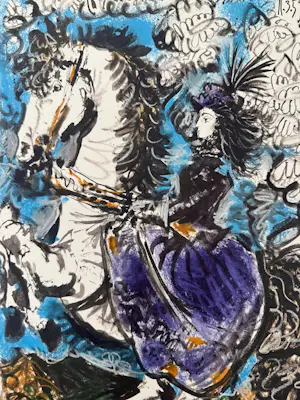 Pablo Picasso - Kleuren lithografie, “Jacqueline op paard”. kopen? Bied vanaf 70!