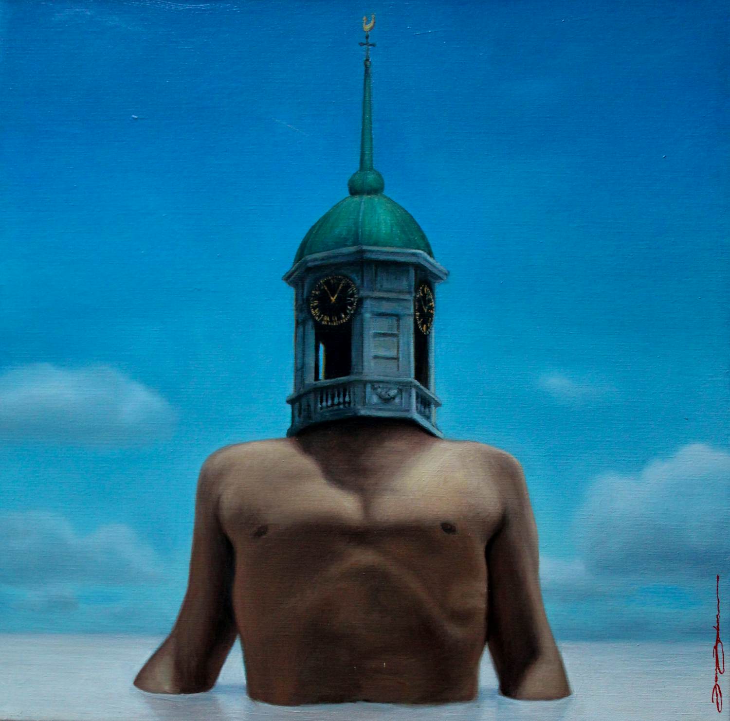 Jeroen Buitenman - Olieverf op doek: Church head(Ingelijst) - 2004 verkocht voor € 895!