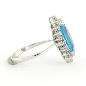 BWG witte ring met een topaas en single cut geslepen diamant tot. 0.18ct kopen? Bied vanaf 400!