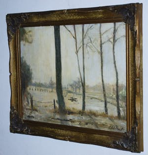 Niet of onleesbaar gesigneerd - Bosscheweg, Helvoirt, N-Brabant - olieverf uit 1942 kopen? Bied vanaf 10!