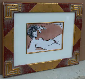 Corneille - Ingelijste inkttekening/aquarel op papier: La chatte - 1998(nette lijst) kopen? Bied vanaf 1295!