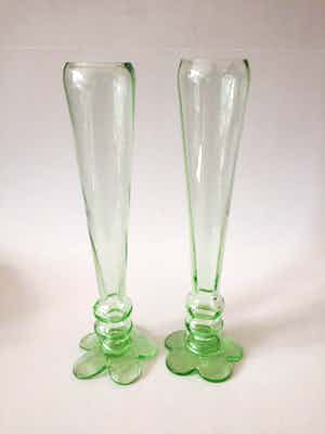 Borek Sipek - laatste kans : Groene design glazen (2) in zeer goede staat verkocht voor € 1!