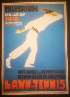 Willy Sluiter. Affiche tennis. Naar origineel uit 1916. verkocht voor € 1!