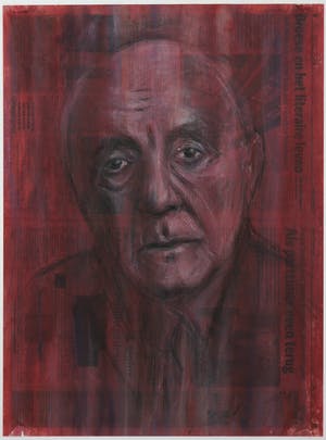 Wim de Bruin - Krantenpapier met gemengde techniek, Johnny Kraaijkamp - Ingelijst kopen? Bied vanaf 1!