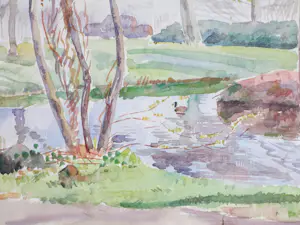 Han Krug - Landschappen bij een beek - Aquarel kaufen? Bieten Sie von 50!