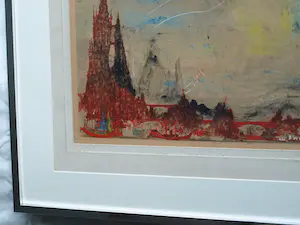 Rene De Coninck - Gemengde techniek op karton , Ingelijst , ‘Stadsgezicht’ - 1956 kopen? Bied vanaf 1!