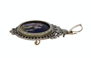Antieke 14k gouden en zilveren hanger met emaille portret kopen? Bied vanaf 569!