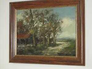 Hendrik Cornelis Kranenburg - Olieverf - Boerderij met kippen kopen? Bied vanaf 65!