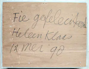 Klaas Gubbels - Ketel met hart, gemengde techniek op sigarendoos (netjes ingelijst) kopen? Bied vanaf 1295!