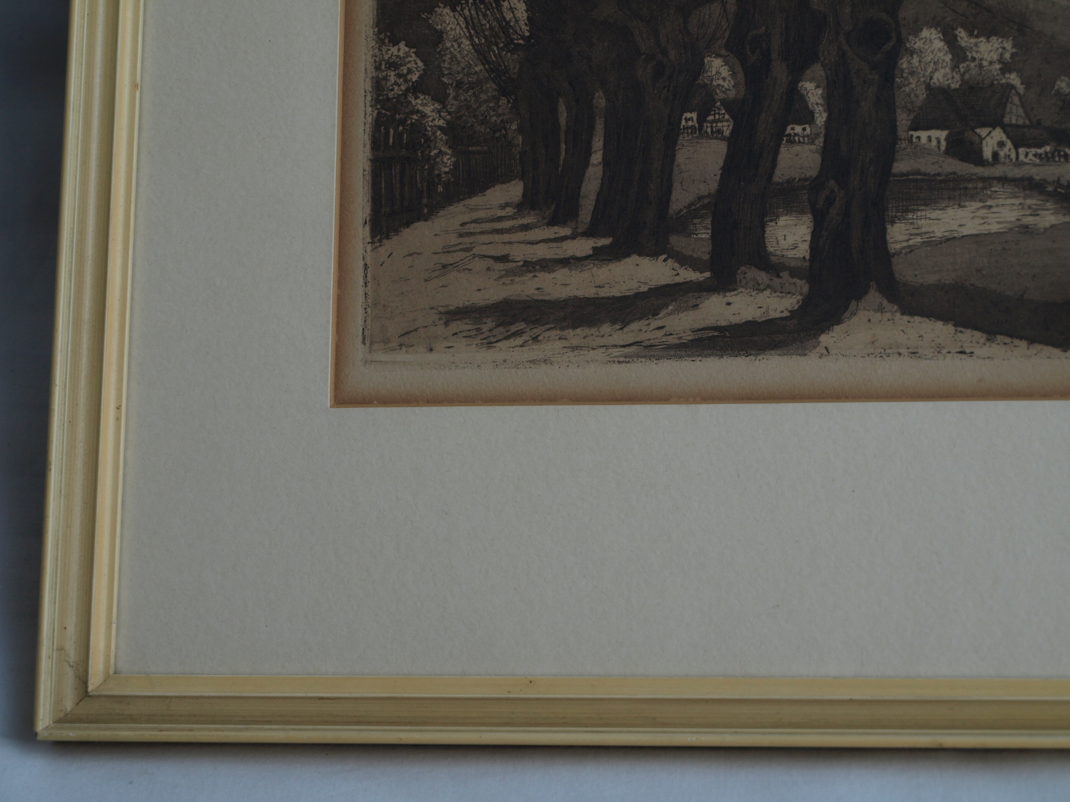 Niet of onleesbaar gesigneerd - Ets, Knotwilgen – gesigneerd & ingelijst – oud kopen? Bied vanaf 1!