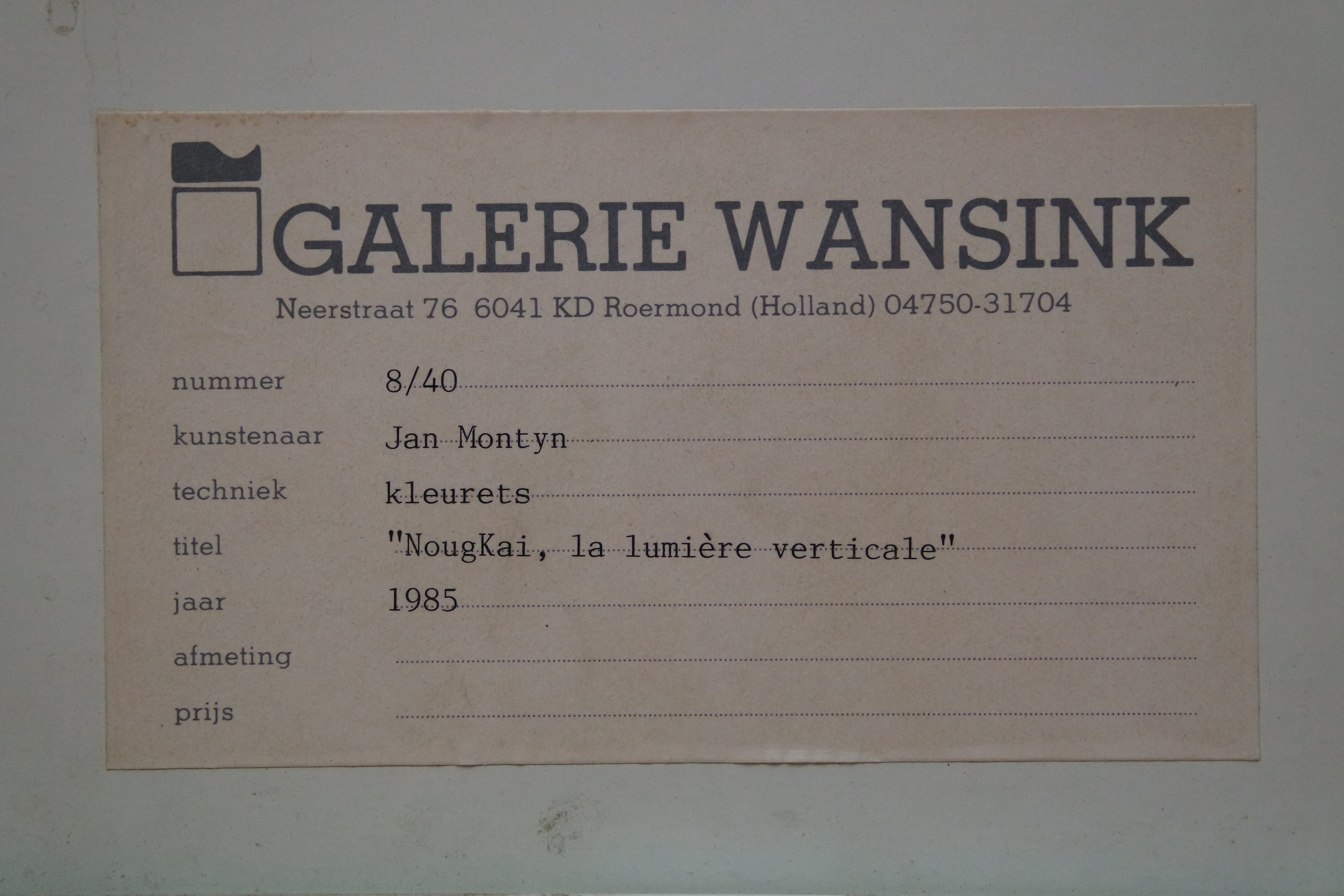 Jan Montyn - ets/aquatint - "Nougkai, la lumiere verticale" kopen? Bied vanaf 120!