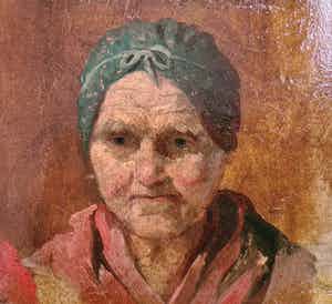 Niet of onleesbaar gesigneerd - Vrouw met hoofddoek verkocht voor € 1!