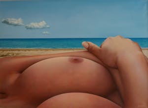 Kees Gerritse - Olieverf op doek , Op het strand – 1989 – 65 x 90 cm kopen? Bied vanaf 500!