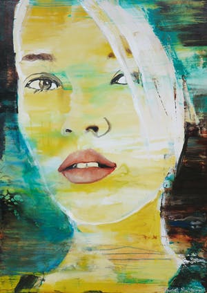 Daniel Maltzman - Acryl op doek, Green face kopen? Bied vanaf 1!